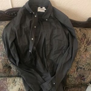 European fitted, olive colored Topman dress shirt.